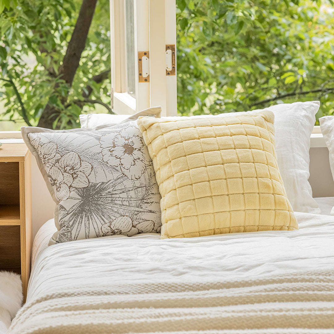 Fluffy decorative pillow with modern patterns