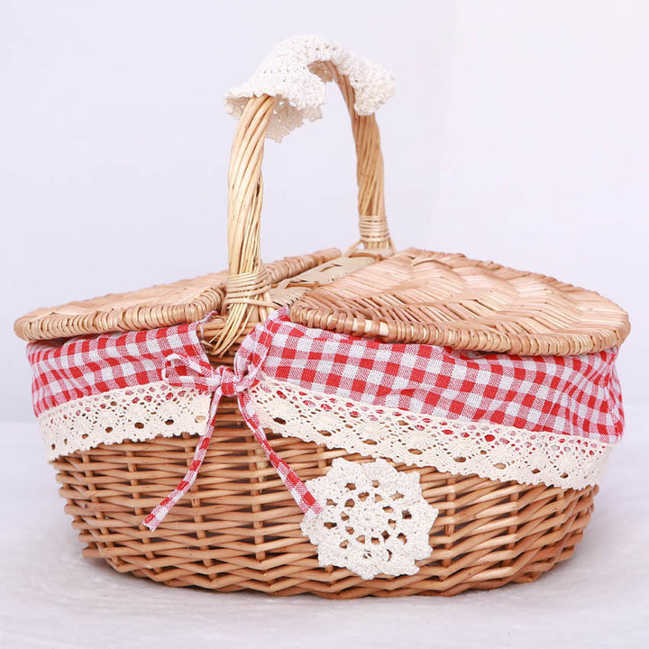 Women's storage basket set with decorative inner lining and practical carrying handles Stornfield
