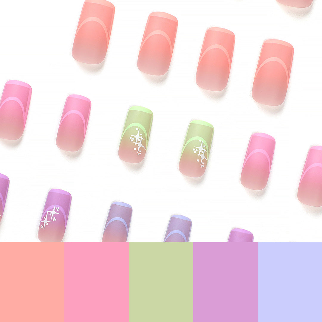 Artful nail extensions in modern design with geometric decorations Stornfield