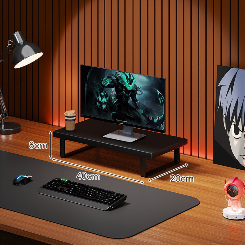 Wooden Monitor Riser Stand with Metal Frame and Cable Management