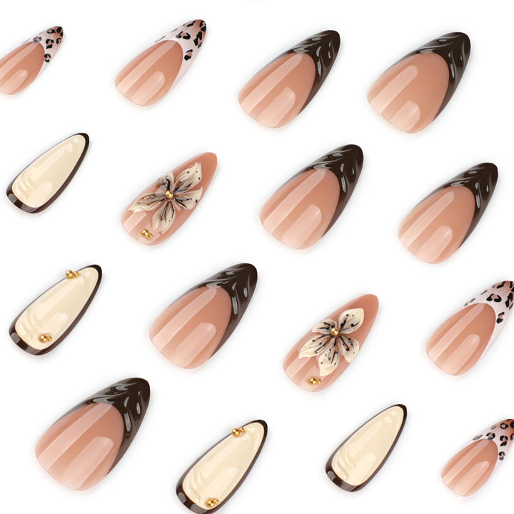 Artful Nail Extensions with Flower and Leopard Patterns Stornfield
