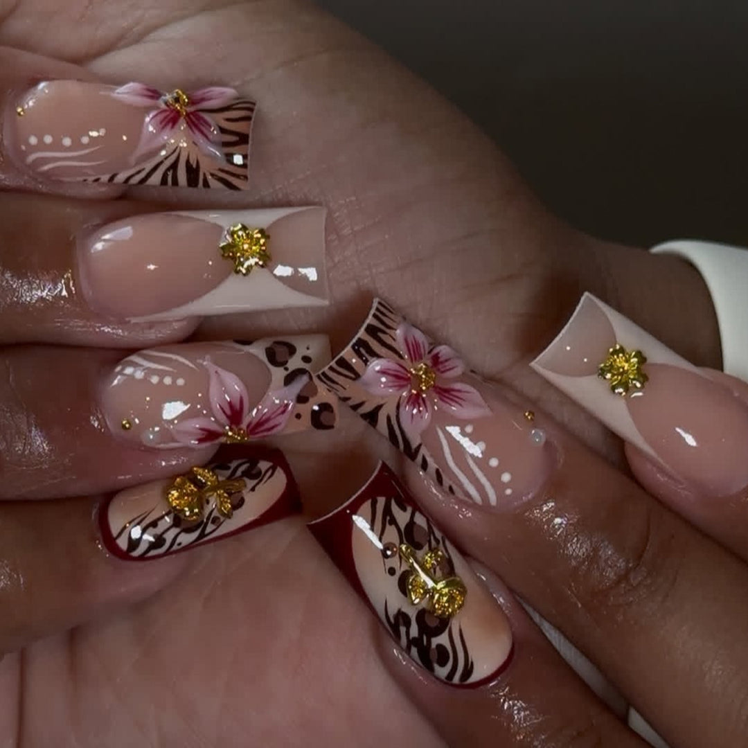 Stylish Floral and Animal Print Nail Art Extensions Stornfield