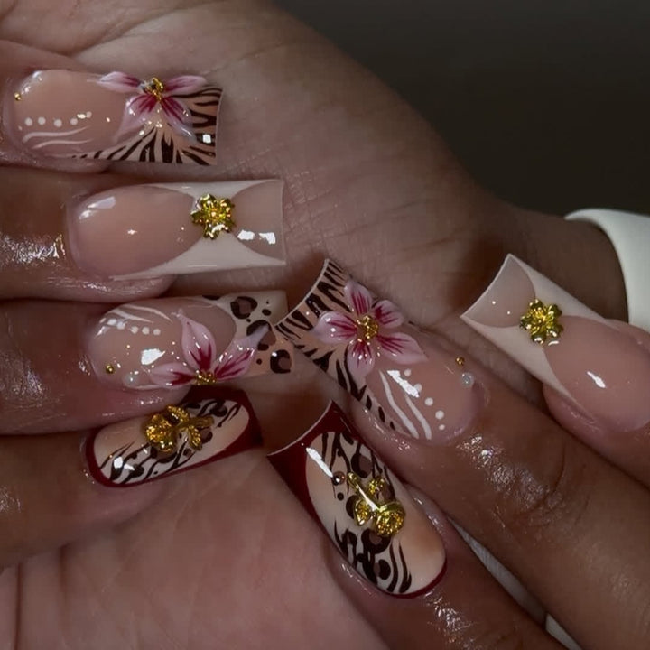 Stylish Floral and Animal Print Nail Art Extensions Stornfield