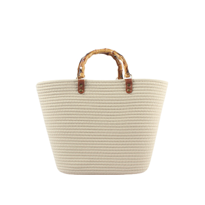 Stylish beach bag with bamboo handles Stornfield