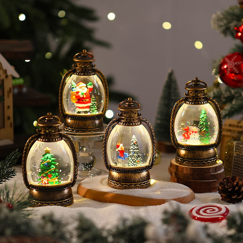Nostalgic Christmas lantern with snowman scene Stornfield
