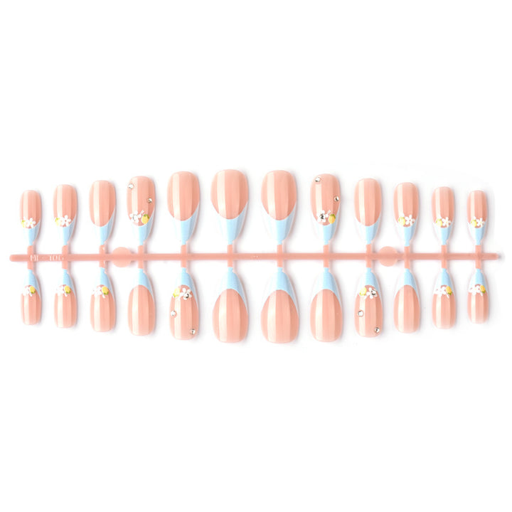 Artistic Floral and Gem-Embellished Press-On Nail Art Stornfield