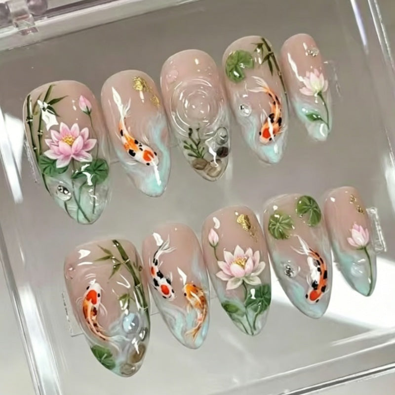 Artistic Floral Press-On Nail Set Stornfield