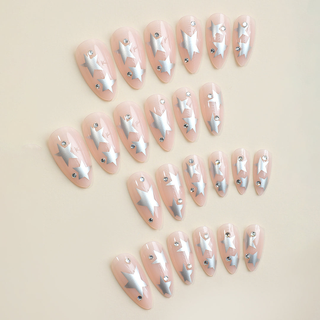 Acrylic nail set with glamorous star accents Stornfield