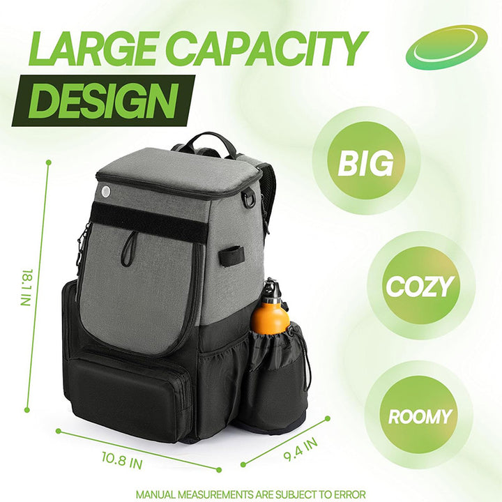 Unisex nan robust Disc Golf Backpack with padded disc compartment, side bottle holder, and multifunctional accessory pockets Stornfield