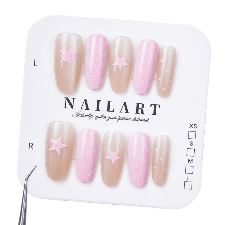 Decorative Press-On Nail Art Set with Star Accents Stornfield