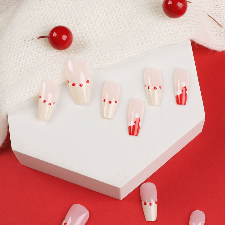 Artificial nail extensions with festive Christmas design Stornfield