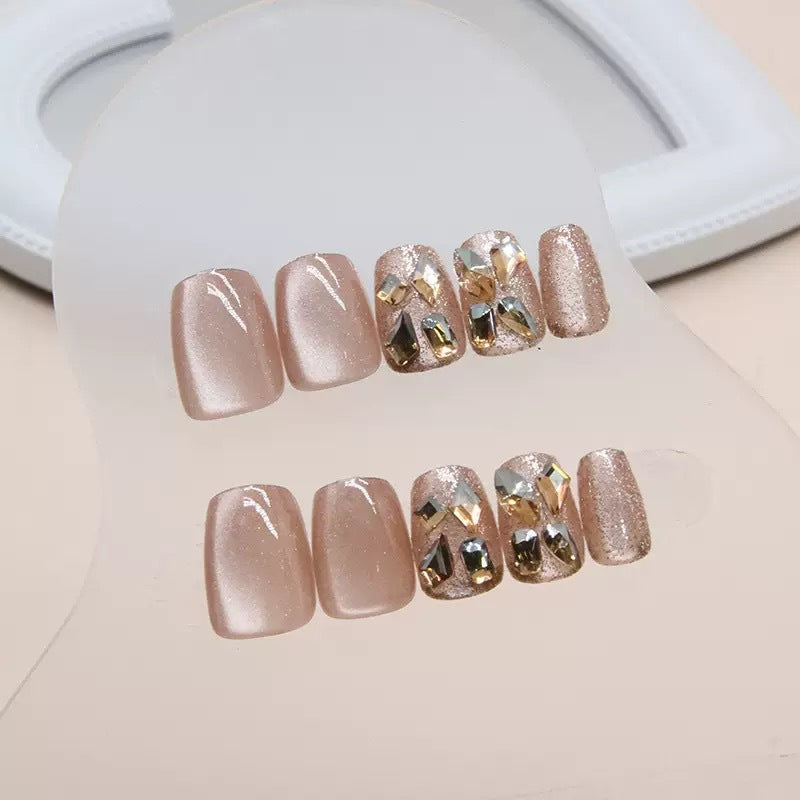 Glitter Nail Set with Luxurious Stone Embellishments Stornfield