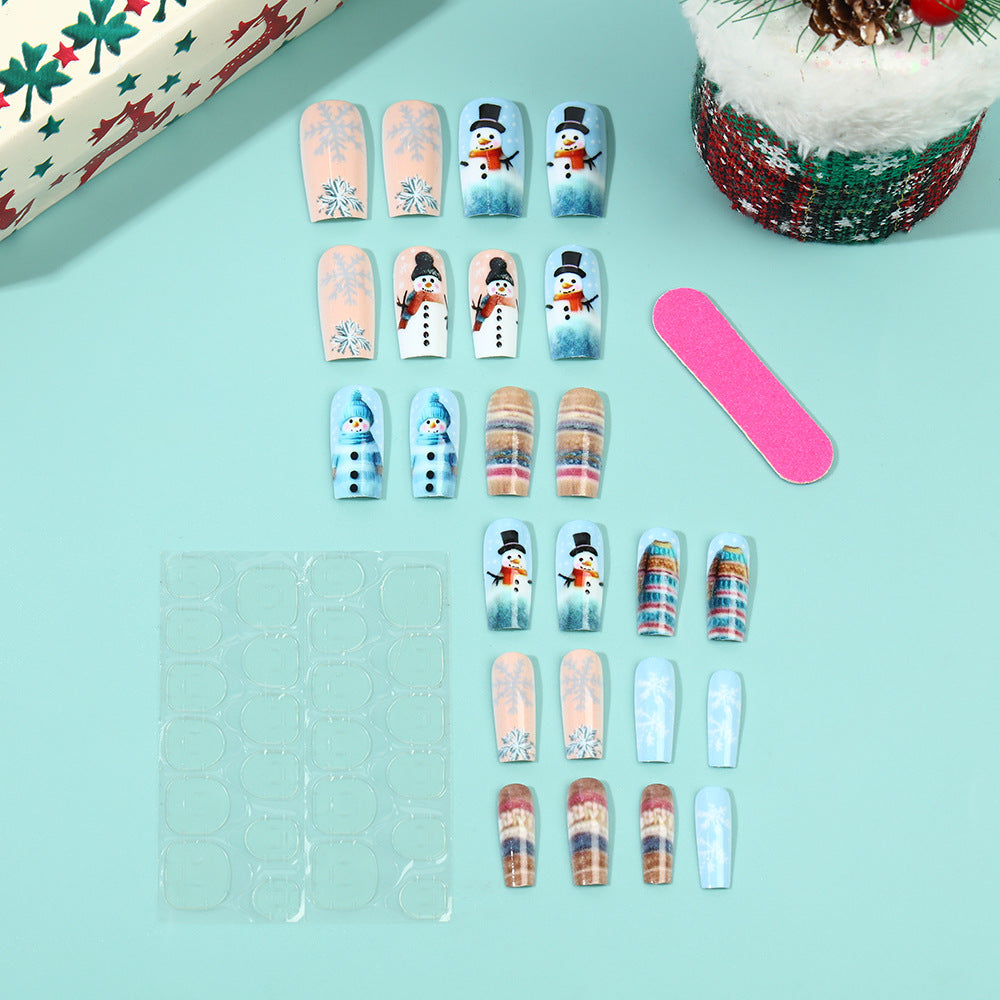 Festive artificial nails with snowman motif Stornfield