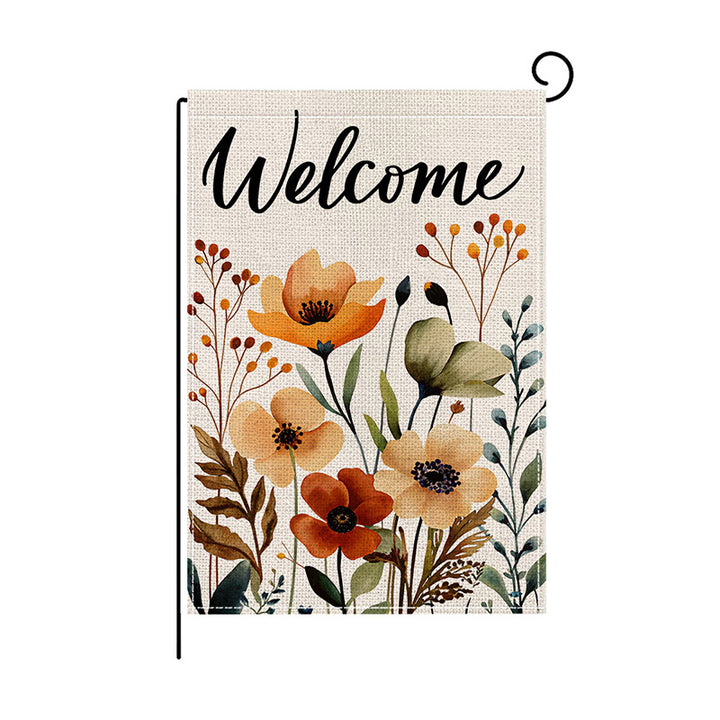 Outdoor Decorative Garden Flag Double-Sided Burlap-Texture Cardinal Welcome Banner