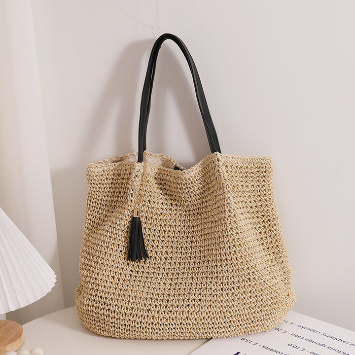 Durable basket bag with synthetic leather handle reinforcement Stornfield