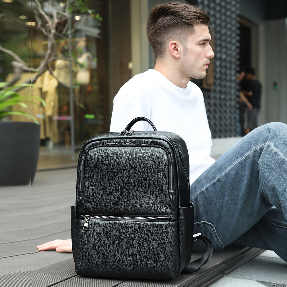 Premium Leather Multi-Compartment Backpack