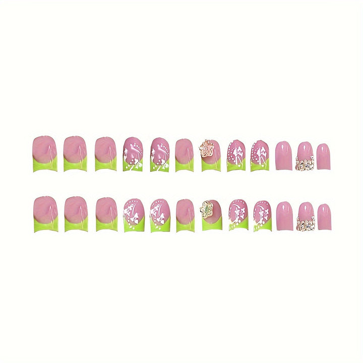 Decorative Nail Art Set with Floral and Rhinestone Accents Stornfield