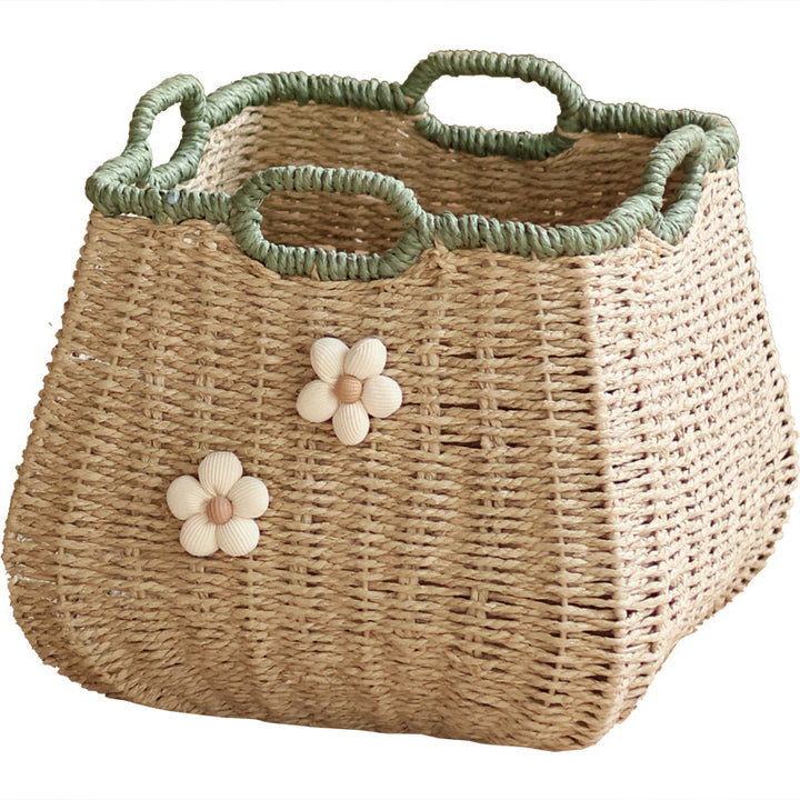 Stylish storage basket with flower appliqué Stornfield
