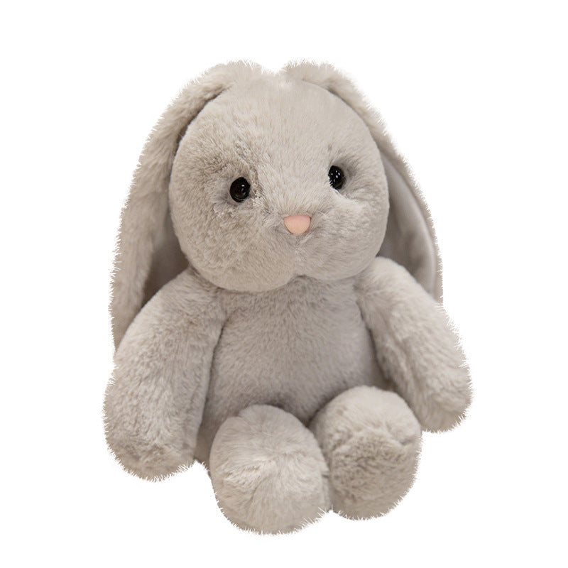 Plush Sitting Bunny Comforter Toy with Dropped Ears Ultra-Soft Faux-Fur and Bean-Fill Base Stornfield
