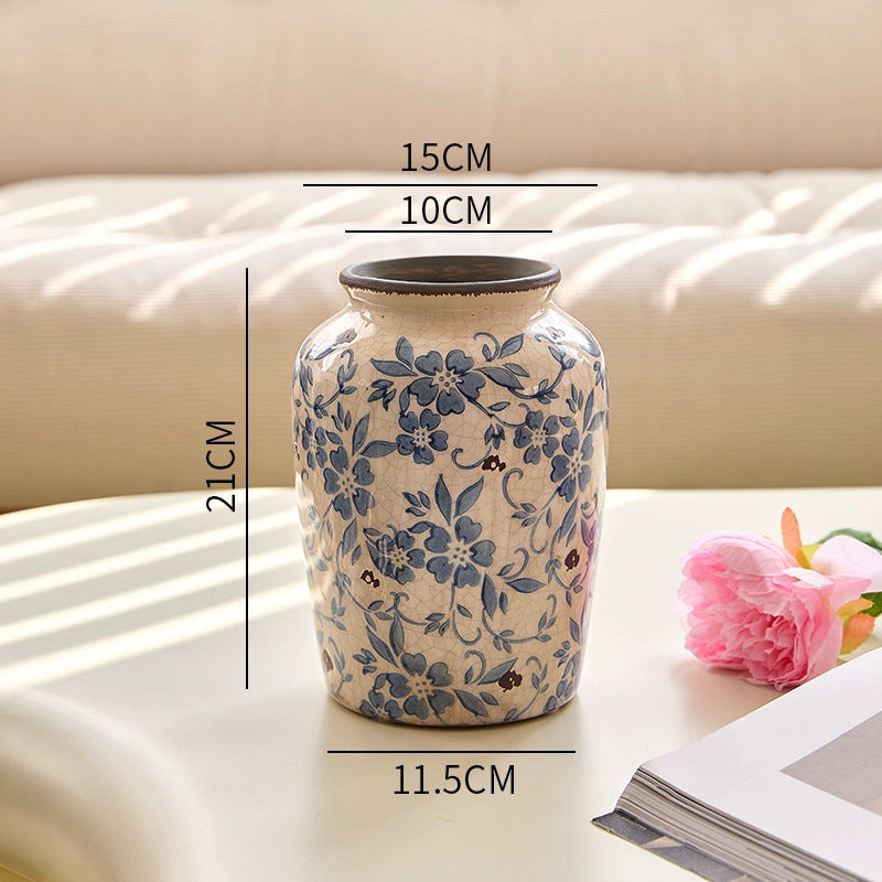Floral-Patterned Decorative Ceramic Vase