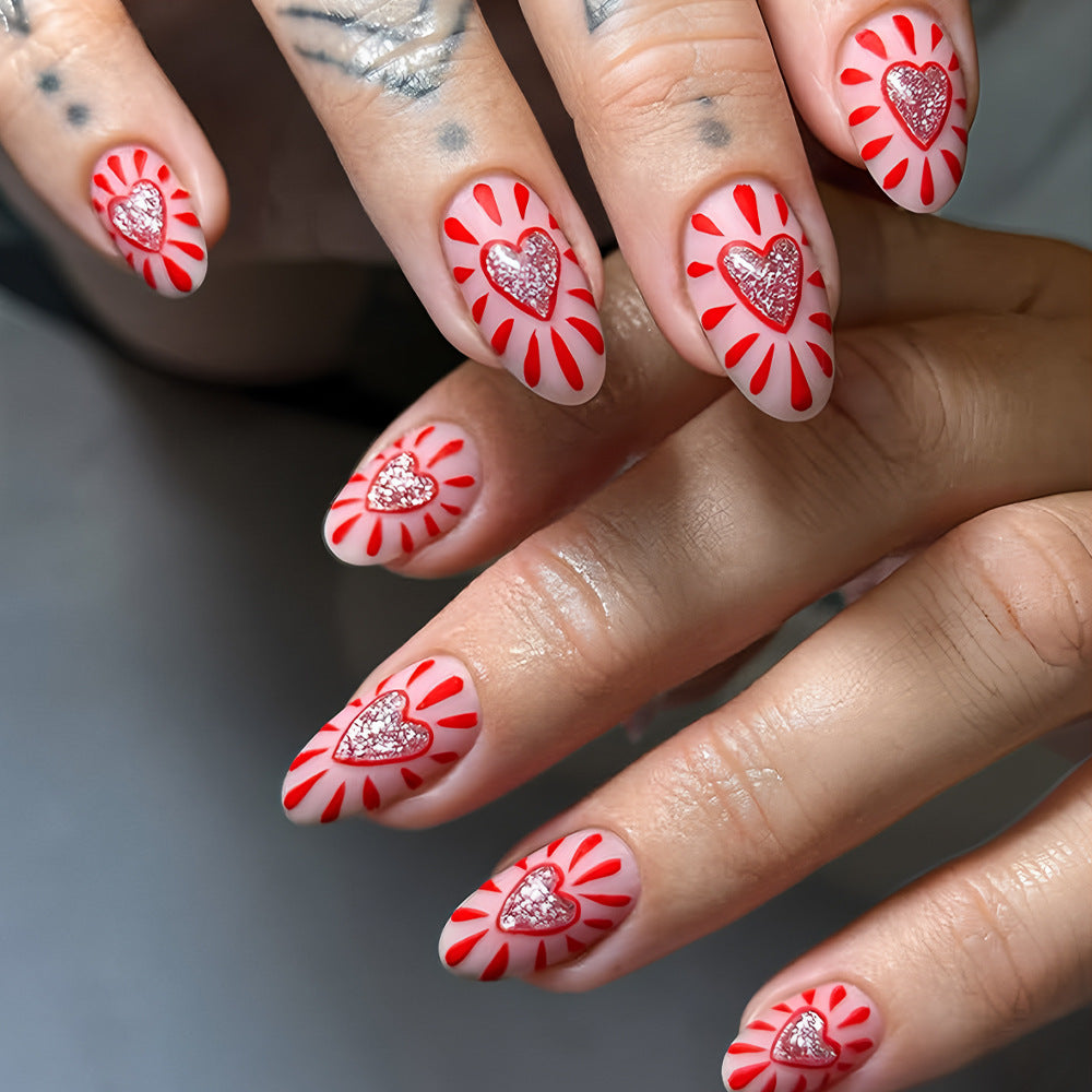 Decorative Heart-Themed Press-On Nails Stornfield