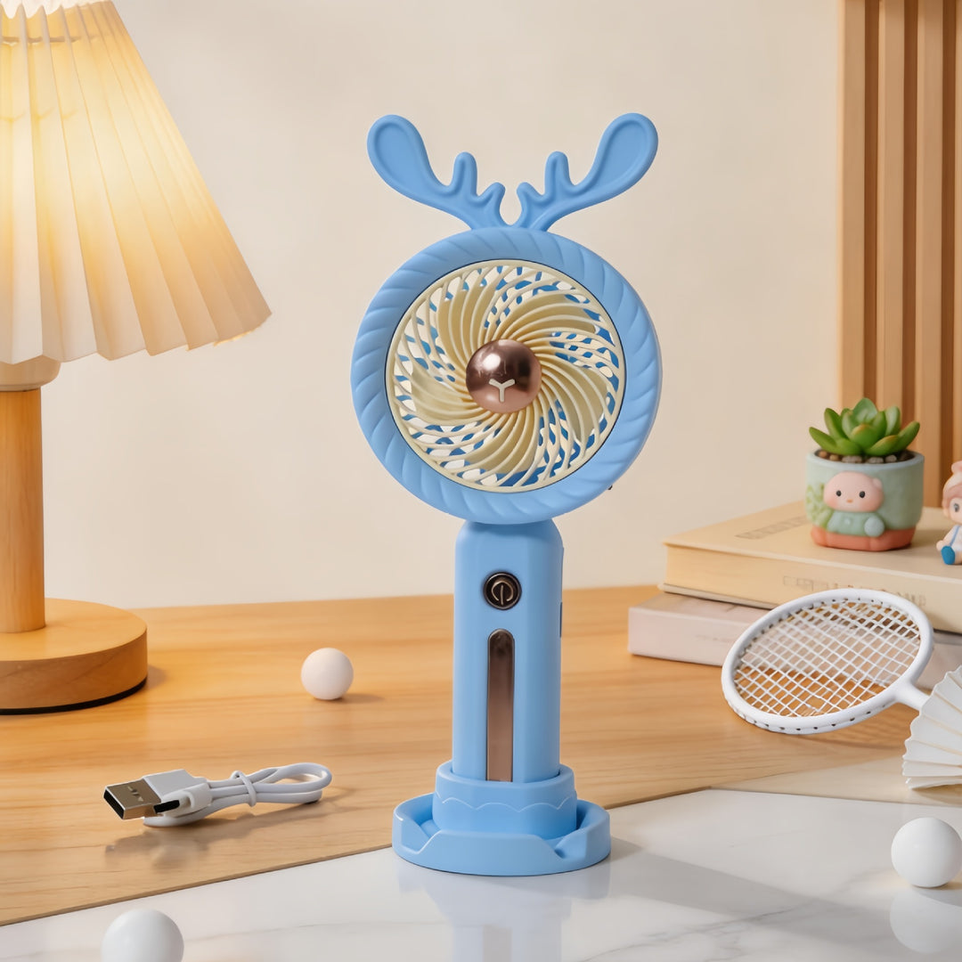 Women's Portable Hand Fan with Creative Antler Design Stornfield