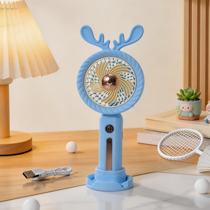 Women's Portable Hand Fan with Creative Antler Design Stornfield