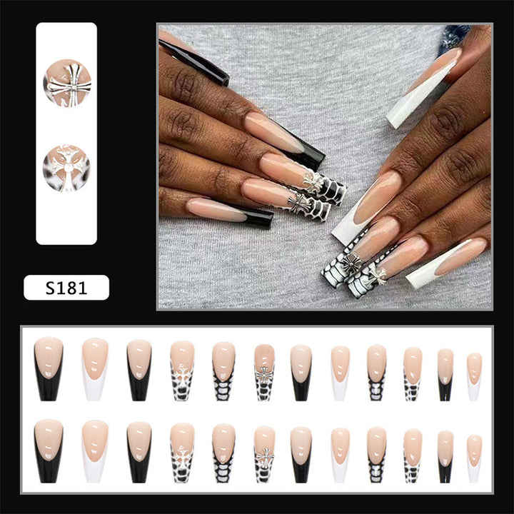 Artificial nail set with elegant 3D decorations and creative designs Stornfield