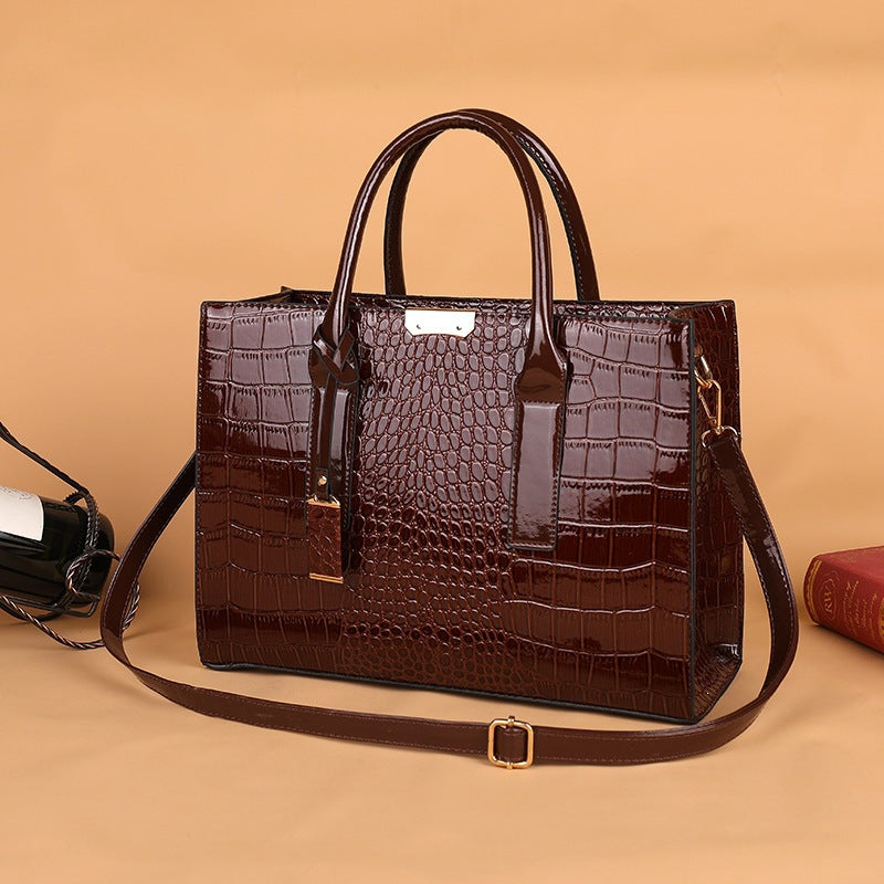 Crocodile-Effect Structured Tote Bag