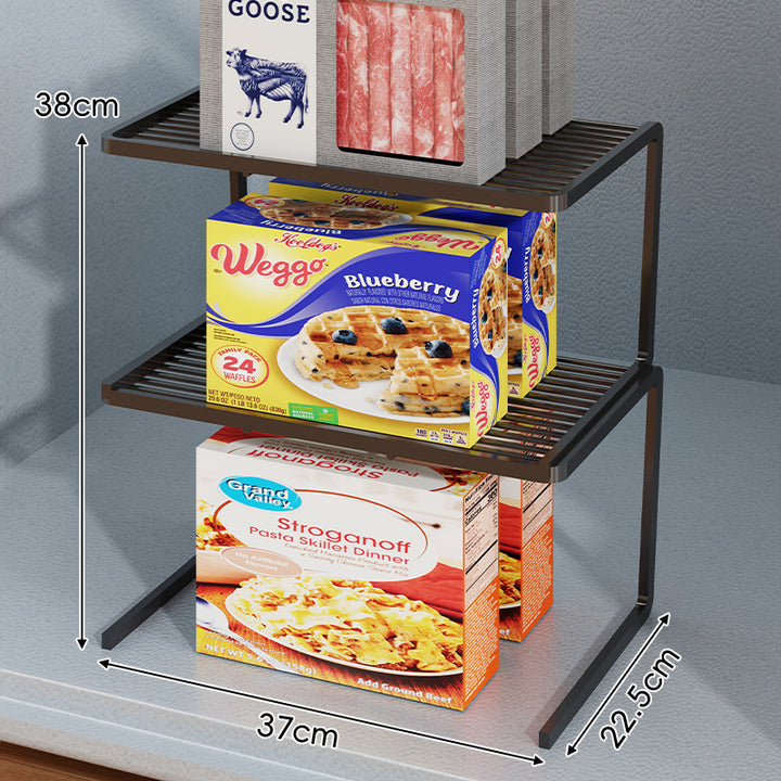 Compact Three Tier Slatted Metal Countertop Pantry Organizer
