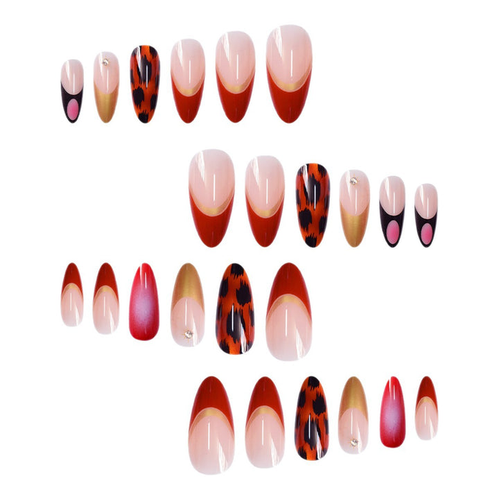 Artistic Stiletto Press-On Nails with Metallic Accents Stornfield