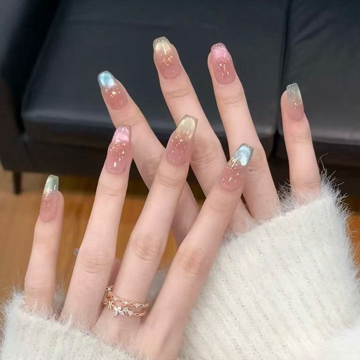 Decorative Press-On Nail Set with Glitter and Rhinestone Accents Stornfield