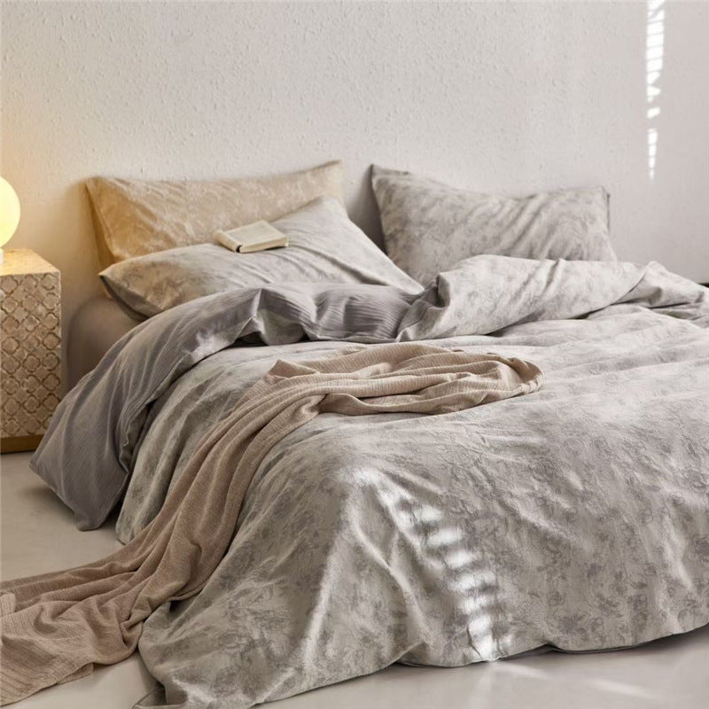 Cotton Renforcé bedding set with floral all-over print and concealed zipper