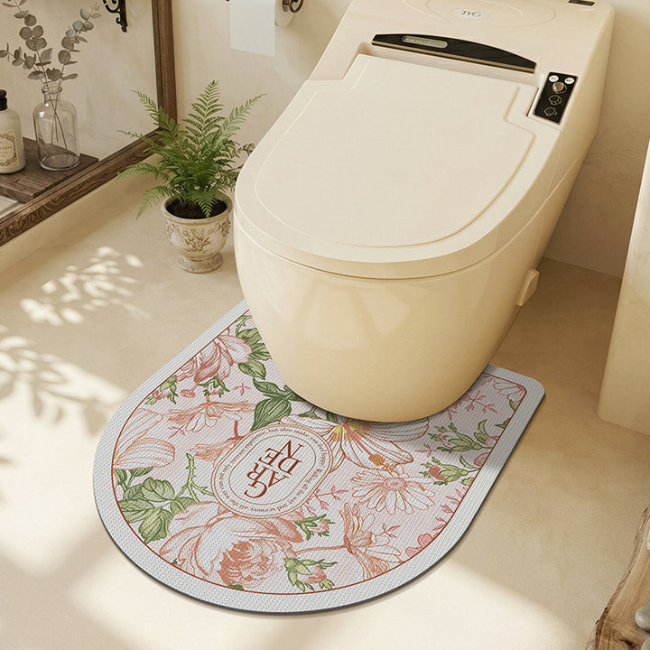 Floral Patterned Toilet Rug