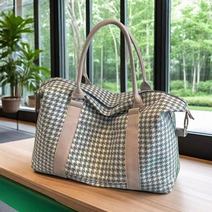 Spacious Tote Bag With Stylish Houndstooth Pattern Stornfield