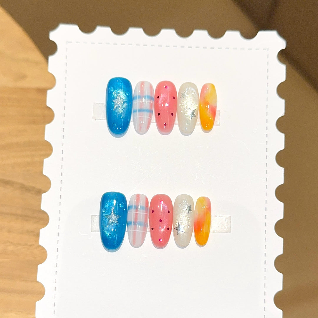Creative nail art set with glitter and star design Stornfield