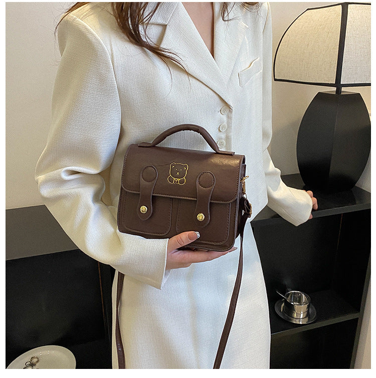 Cute Cartoon-Embellished Mini Satchel
