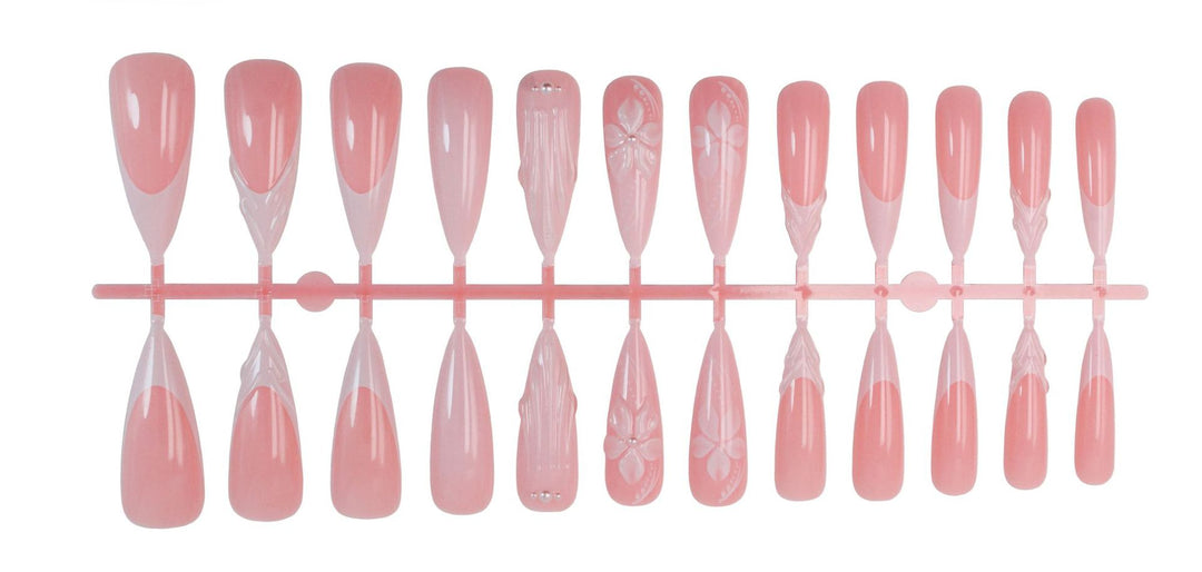 Artificial nail set with elegant 3D flower decorations Stornfield