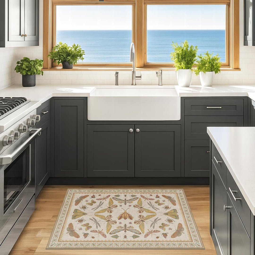 Floral-Patterned Kitchen Area Mat