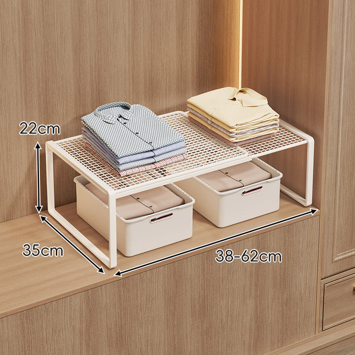 Adjustable Mesh Shelf Riser for Closet Countertop and Cabinet