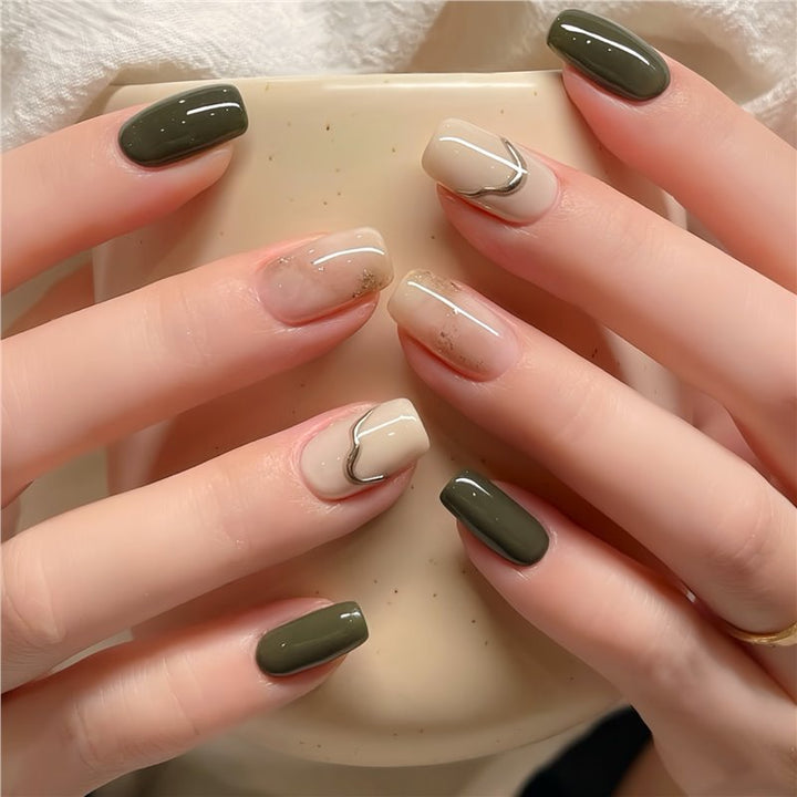 Elegant Press-On Nail Enhancements with Unique Design Stornfield