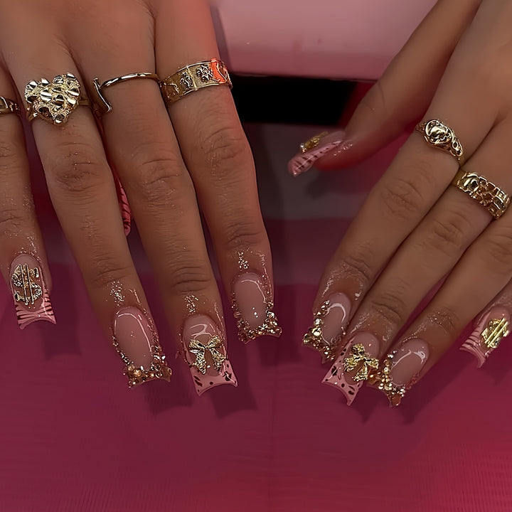 Luxurious 3D Bow-Embellished Press-On Nail Art Set Stornfield