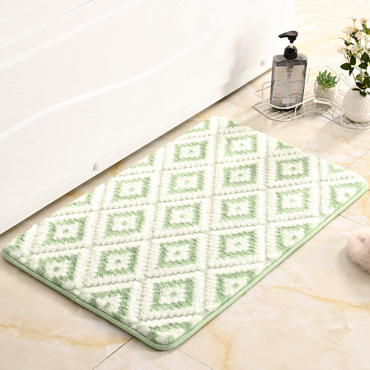 Diamond-Patterned Soft Bathroom Mat