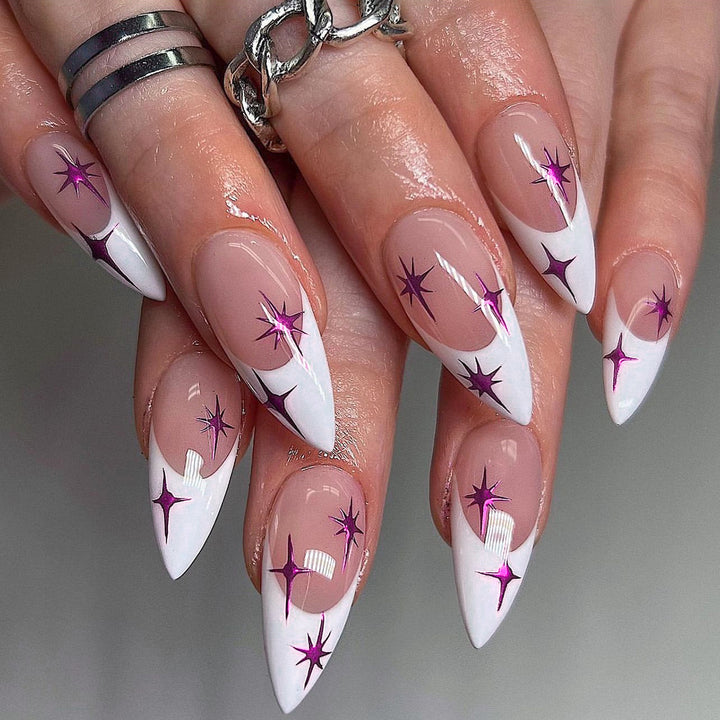 Artful stiletto nails with modern design and glitter details Stornfield