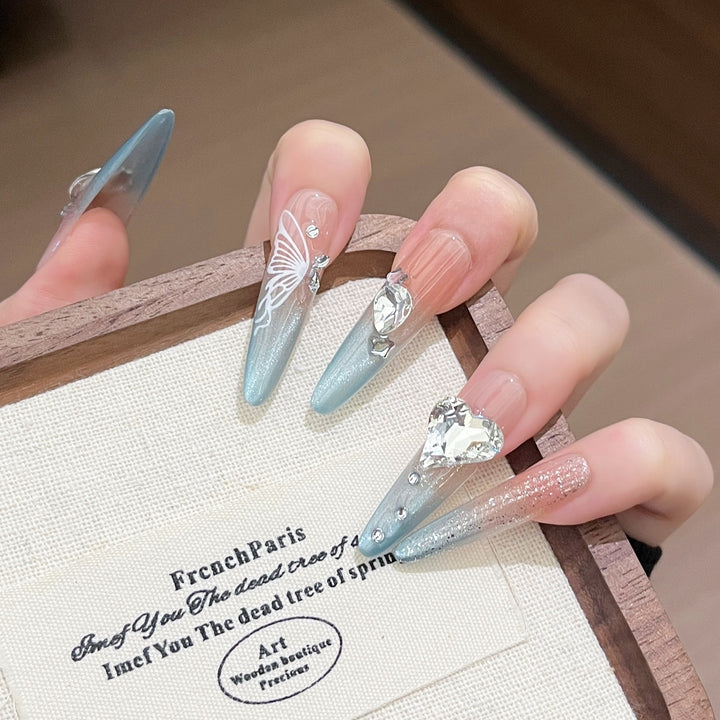 Decorative Press-On Nails with Gem Accents Stornfield