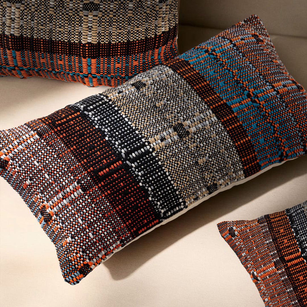 Woven Reversible Ethno Cushion Cover with Textured Surface and Concealed Zipper Stornfield