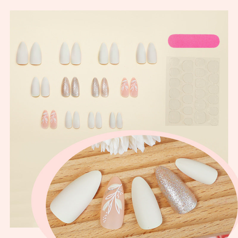Elegant Press-On Nail Art Set with Floral Accents Stornfield