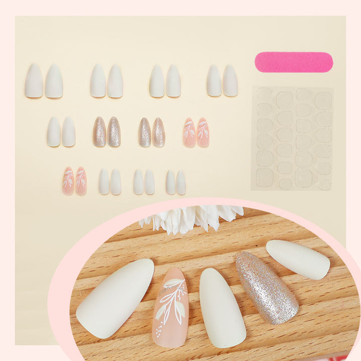 Elegant Press-On Nail Art Set with Floral Accents Stornfield