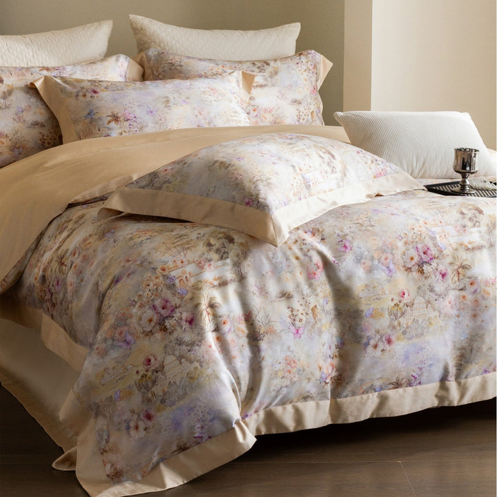Floral Watercolor Cotton-Sateen Duvet Cover Set with Piped Edge & Pillow Shams