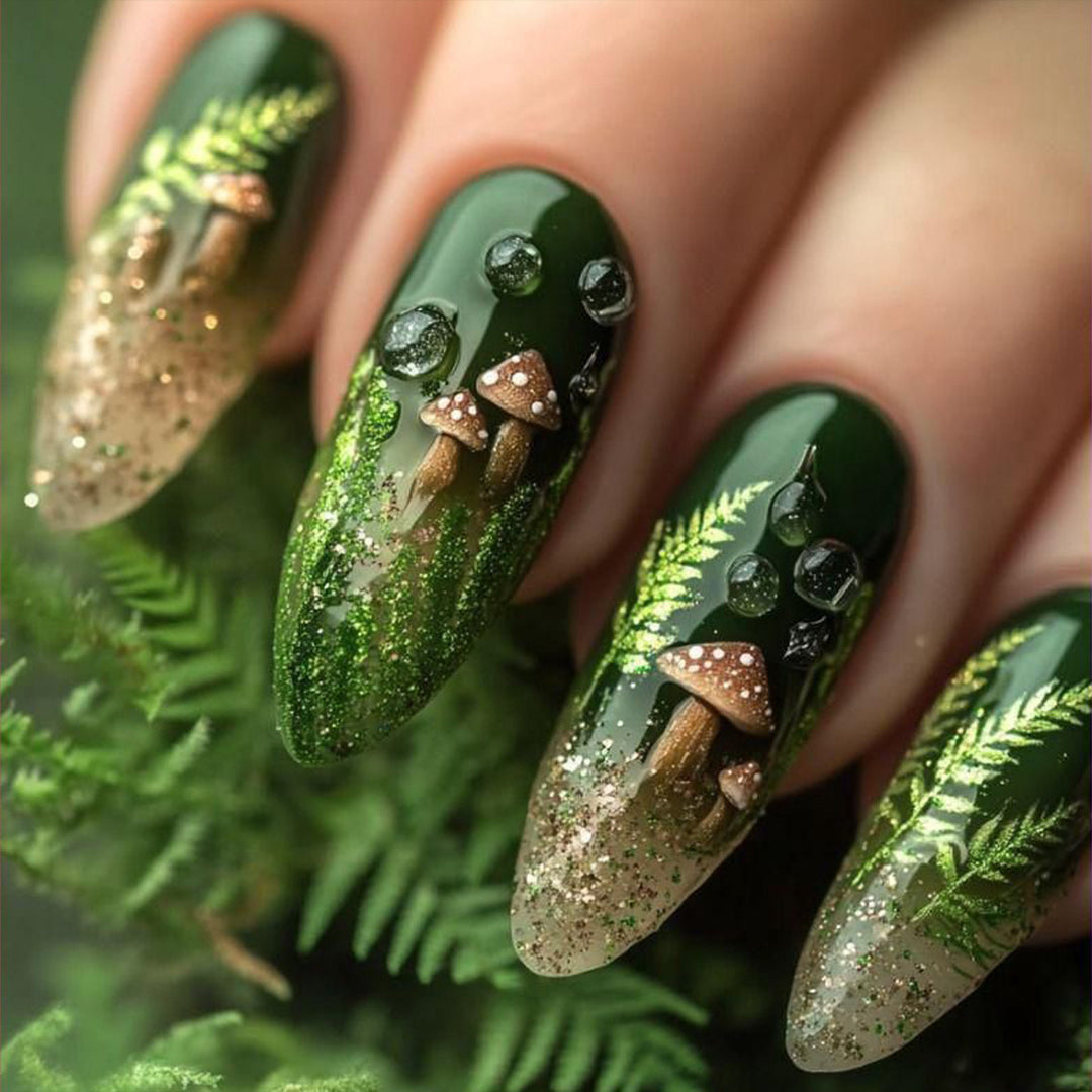 Glamorous artificial nail set with elegant glitter and design accents Stornfield